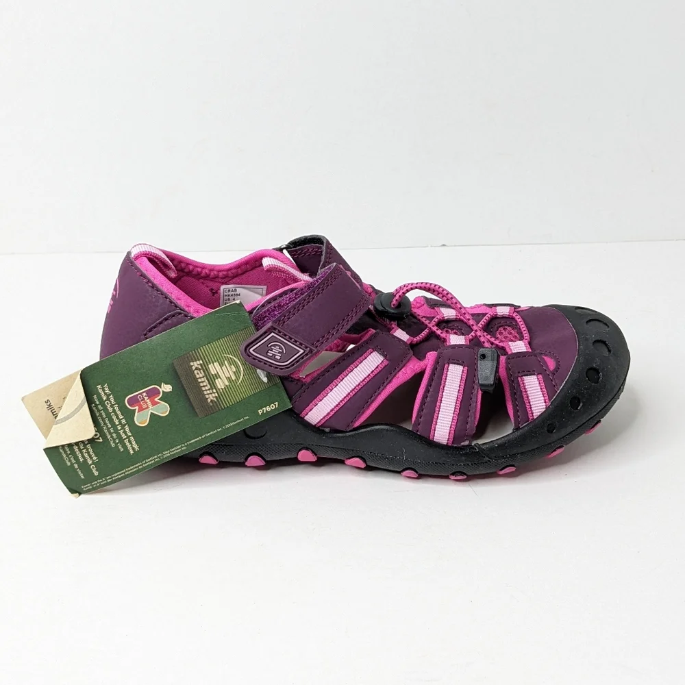 Kamik Crab Sport Sandals, Black/Pink, Big Kids 4